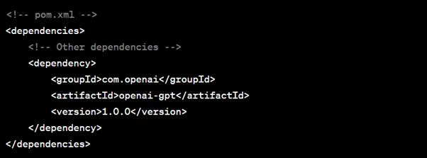 Fügen Sie die Abhängigkeit für die OpenAI GPT-Bibliothek hinzu