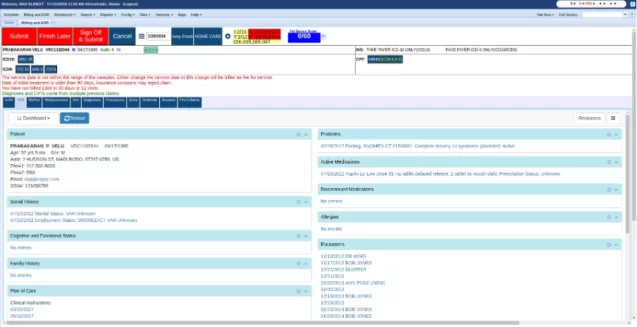 Screenshot eines EHR-Systems von Elinext